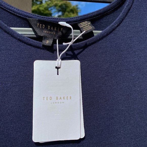 Ted Baker Drape Jersey Tee Navy Size 3 (USA 8) - Picture 5 of 6